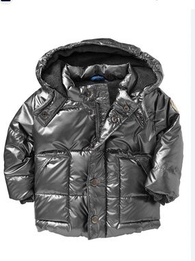 Baby Gap Puffer Coat Jacket Metallic. 0-6 Months Silver Grey Fleece Lined